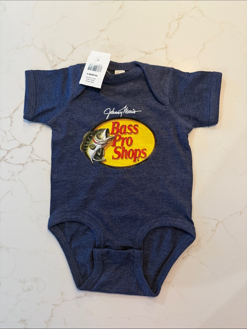 NWT! Bass Pro Shops Navy Heather Baby Onesie